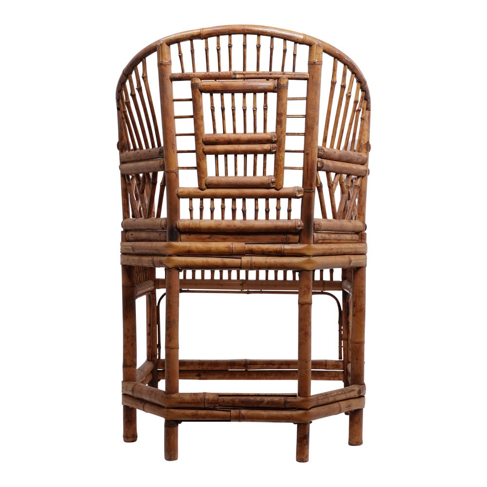 Vintage 1970s Brighton Chinoiserie Rattan Bamboo Caning Split Reed Armchair (1 of 7)