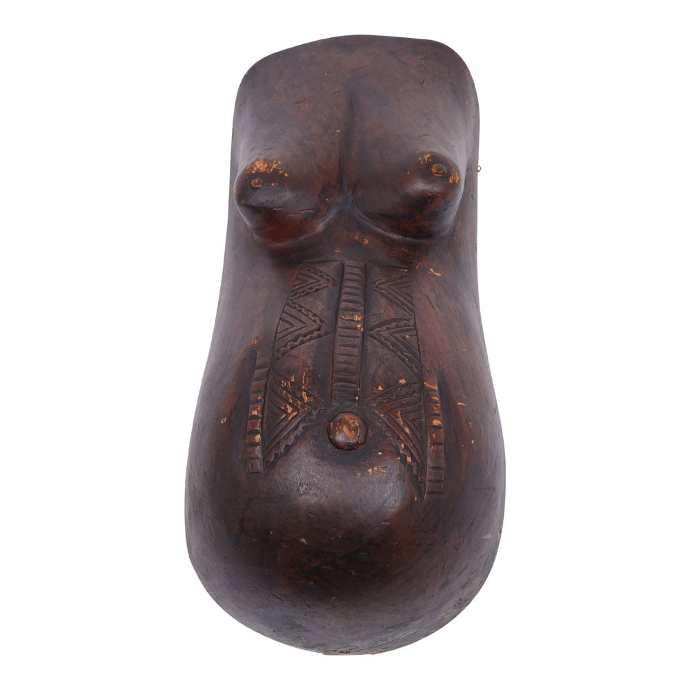 Vintage African Makonde Female Fertility Spirit Body Mask / Shield Handcarved Sculpture 26 in. x 15 (1 of 8)