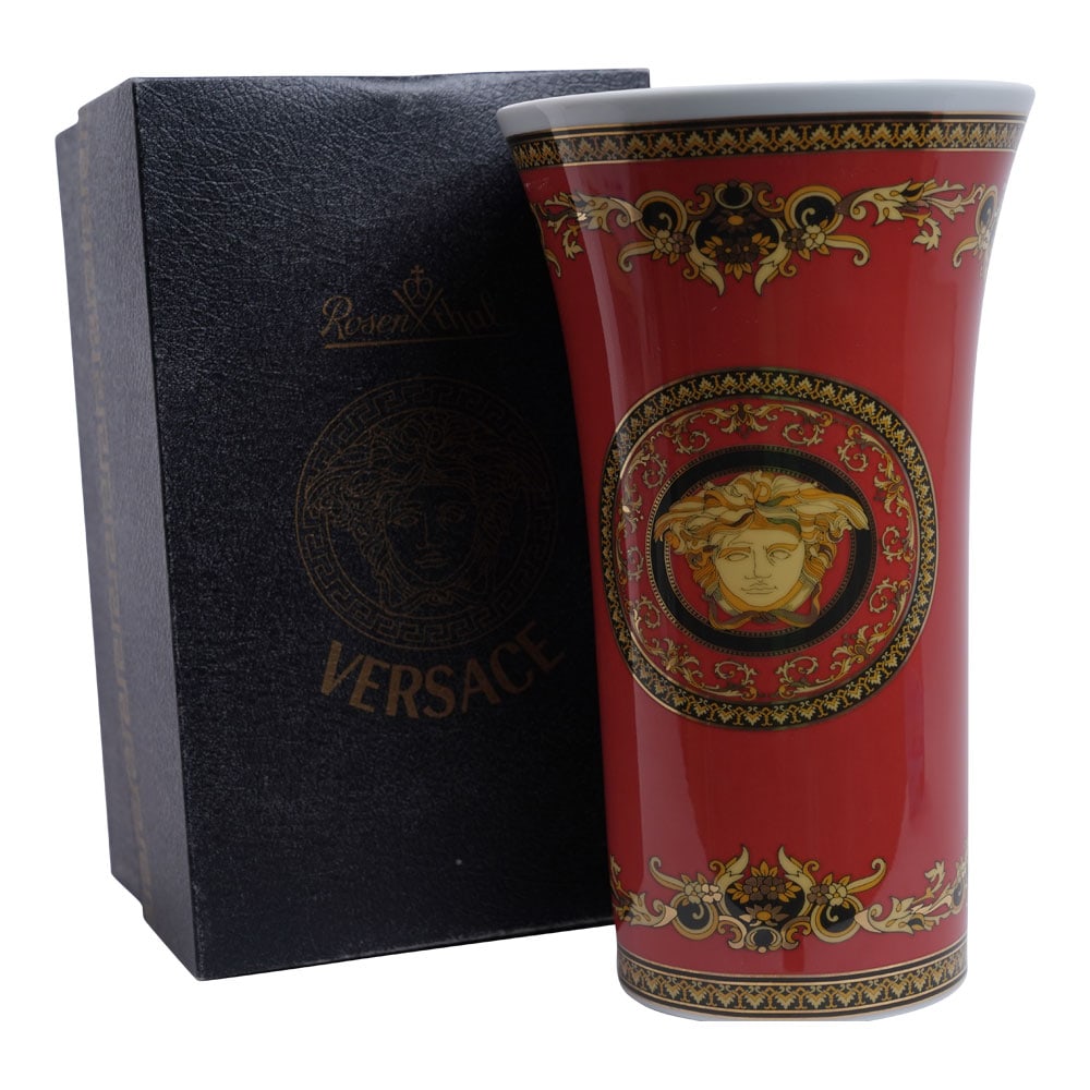 Authentic Red Versace Rosenthal Meduca Vase with Original Box (1 of 7)