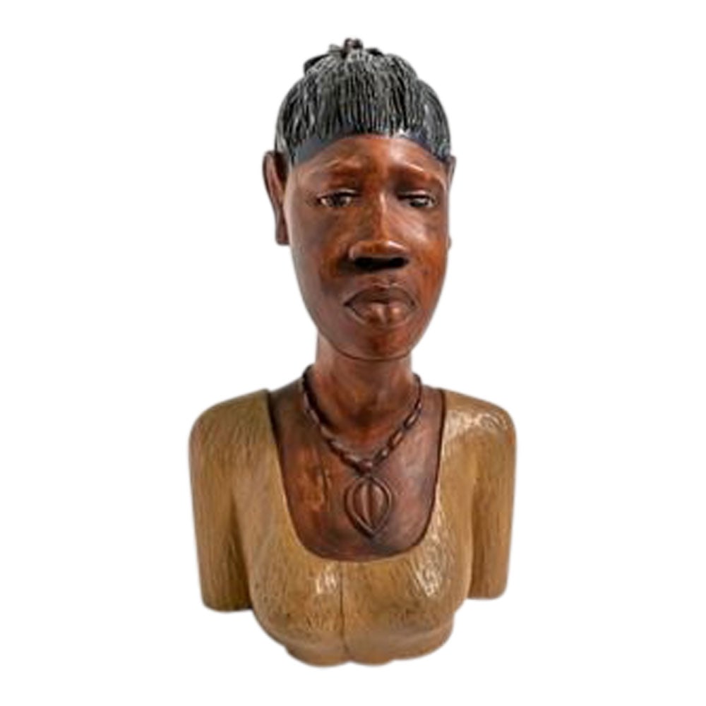 African Madonna Handcarved Female Bust Sculpture (1 of 13)