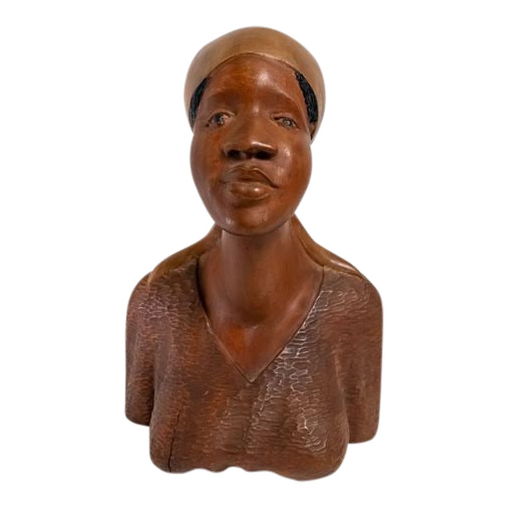 African Madonna Handcarved Female Bust Sculpture (1 of 13)