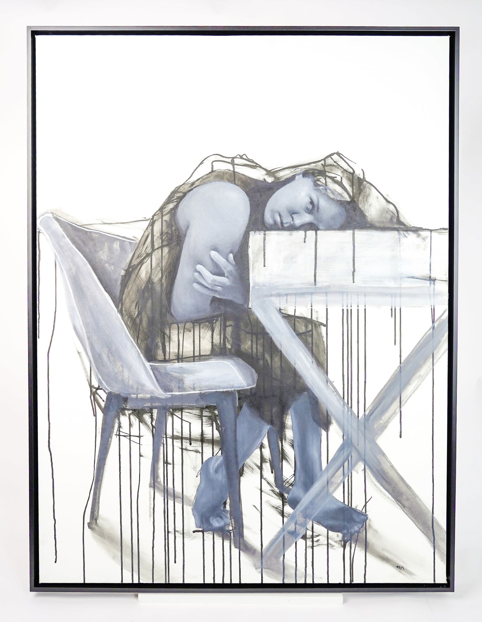 Miriam Hoffman Framed Original Oil on Canvas: Miriam Hoffman Framed Original Oil on Canvas, 2021. Miriam Hoffmann is a contemporary mixed-media portrait artist, born in Germany in 1991 and raised in the United States. Living and working in Atlant