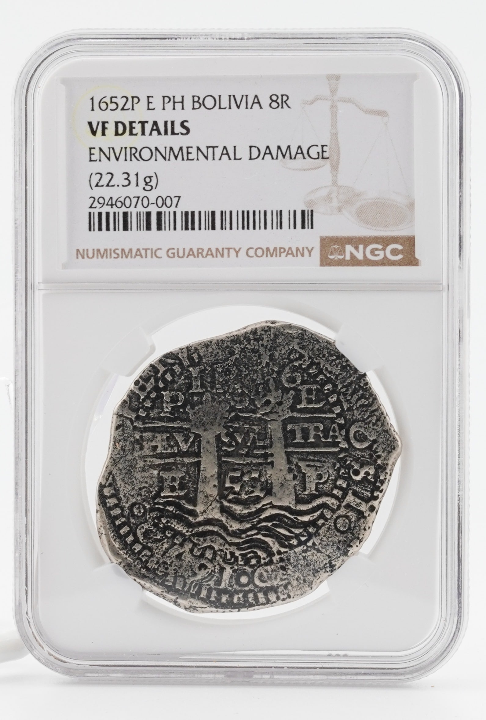1652P E PH Bolivia 8R Coin Graded NGC VF Details (1 of 2)