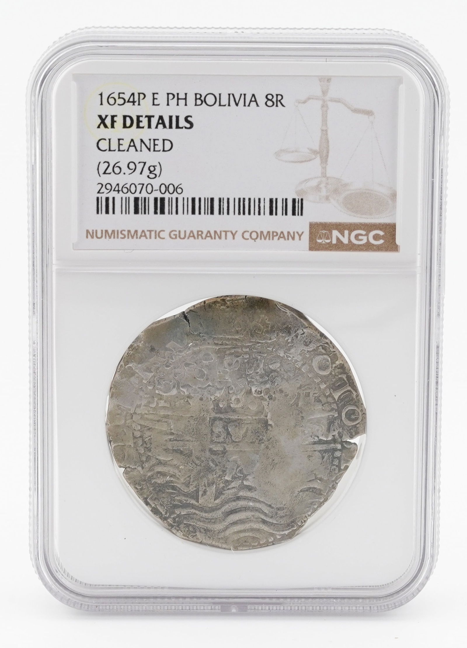 1654P E PH Bolivia 8R Coin Graded Scarce XF NGC (1 of 2)