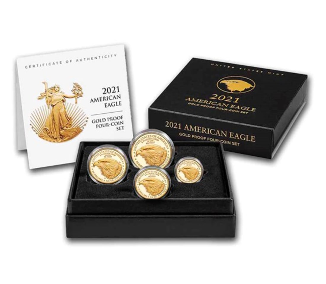 2021-W 4-Coin Proof American Gold Eagle Set (Box + CoA, Type 2) (1 of 5)