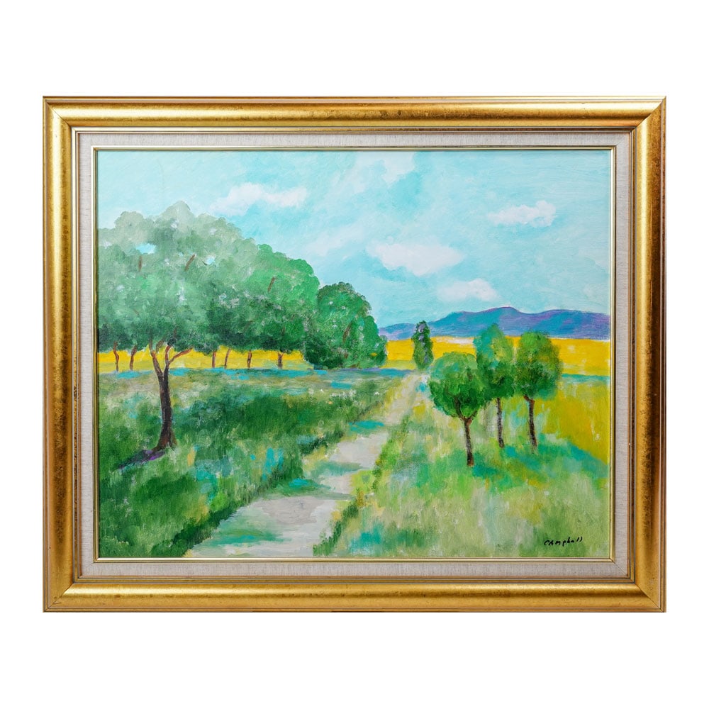 George Campbell Original Oil Landscape Painting Framed 35 in. x 29 in. (1 of 11)