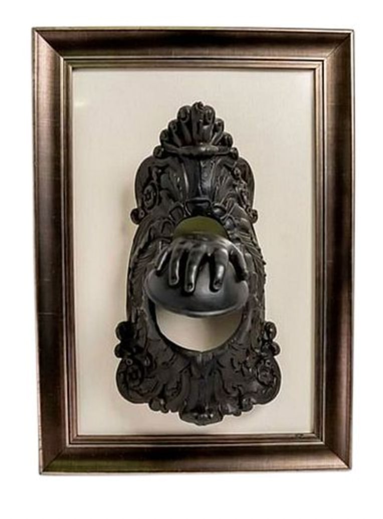 Framed Antique English Gothic Cast Iron Gargoyle Iron Ball Return from Victorian Pool Table (1 of 10)