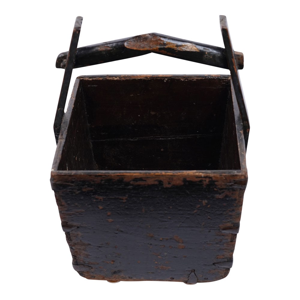 Authentic Large Chinese lacquered Grain Bucket 13 1/2 in. x 13 3/4 in. (1 of 4)