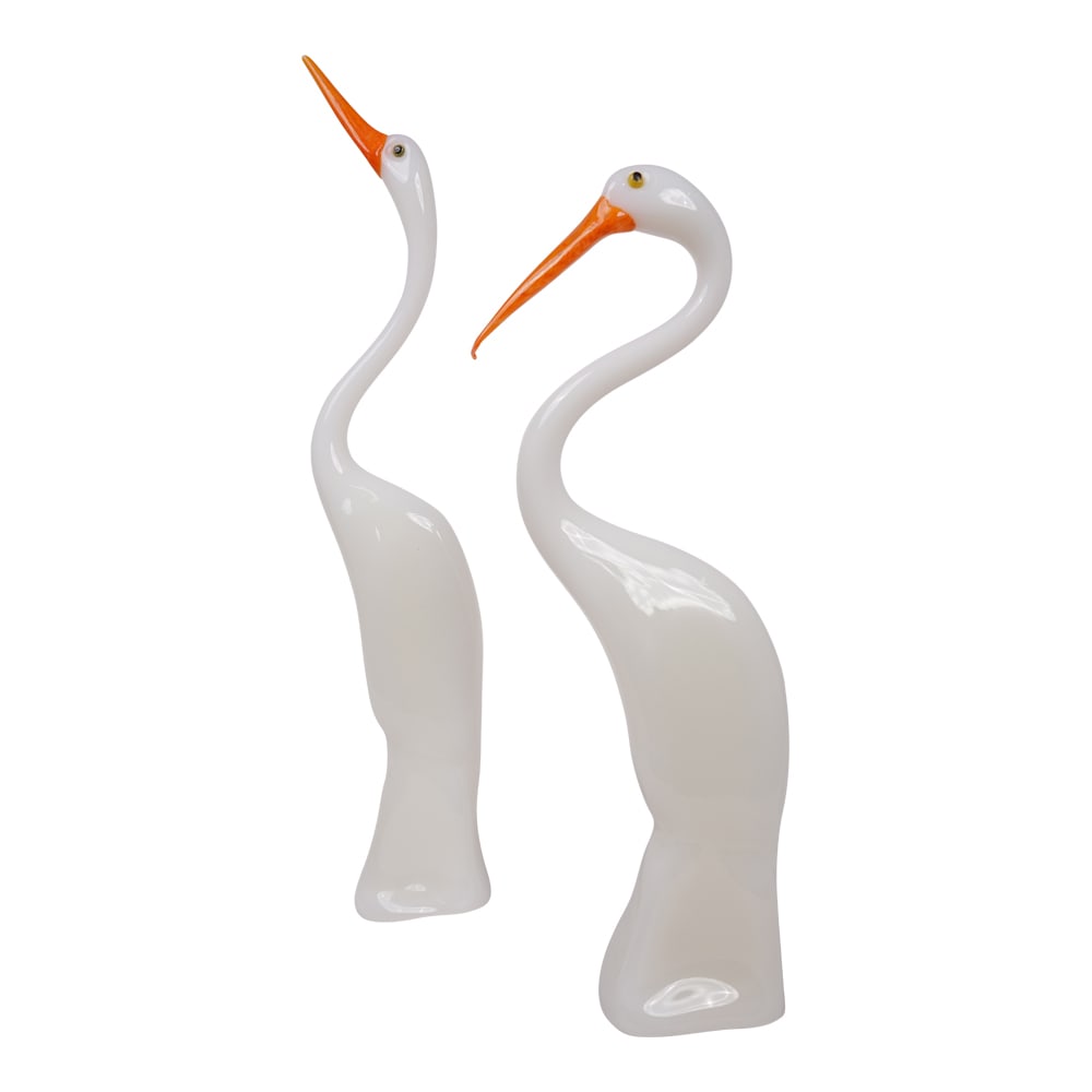 Pair (2) Monumental Luigi Mellara Murano 01 Glass Heron Sculptures (1 of 14)