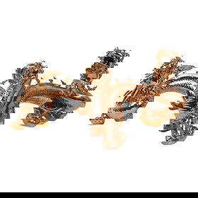 Pair (2) Monumental Gilt Old Metal Chinese Dragons: Pair (2) Monumental Gilt Old Painted Metal Chinese Dragons. Provenance: Naples, FL Estate. House of Craven Auction Gallery: Please consider downloading our free mobile app available on iOS and Android