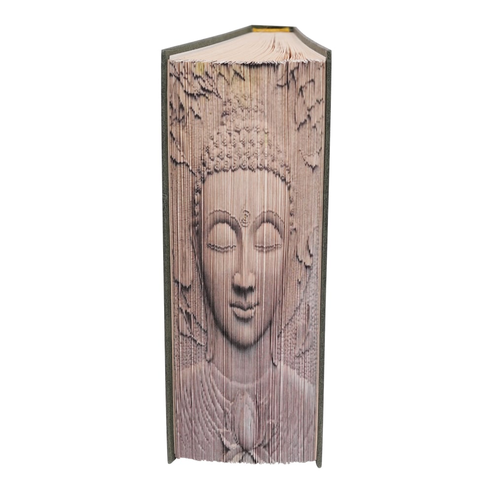Uniquely Handmade Page-Folding Art Book Featuring Decorative Buddha Face in Page Edges (1 of 6)