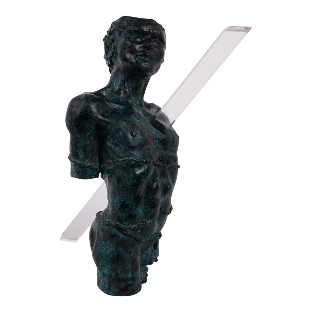 Modern Brutalist French Sculpture with Lucite Base (1 of 9)