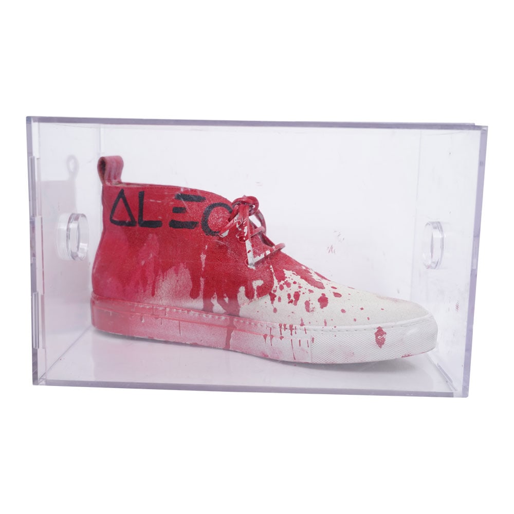 Authentic 1:1 Alec Monopoly Hand-Painted and Designed Del Toro Mr. Monopoly Chukka Sneaker: Authentic 1:1 Alec Monopoly Hand-Painted and Designed Del Toro Mr. Monopoly Chukka Sneaker Collaboration. Consignor purchased from Matthew Chevallard (founder of Del Toro), and the display box contain