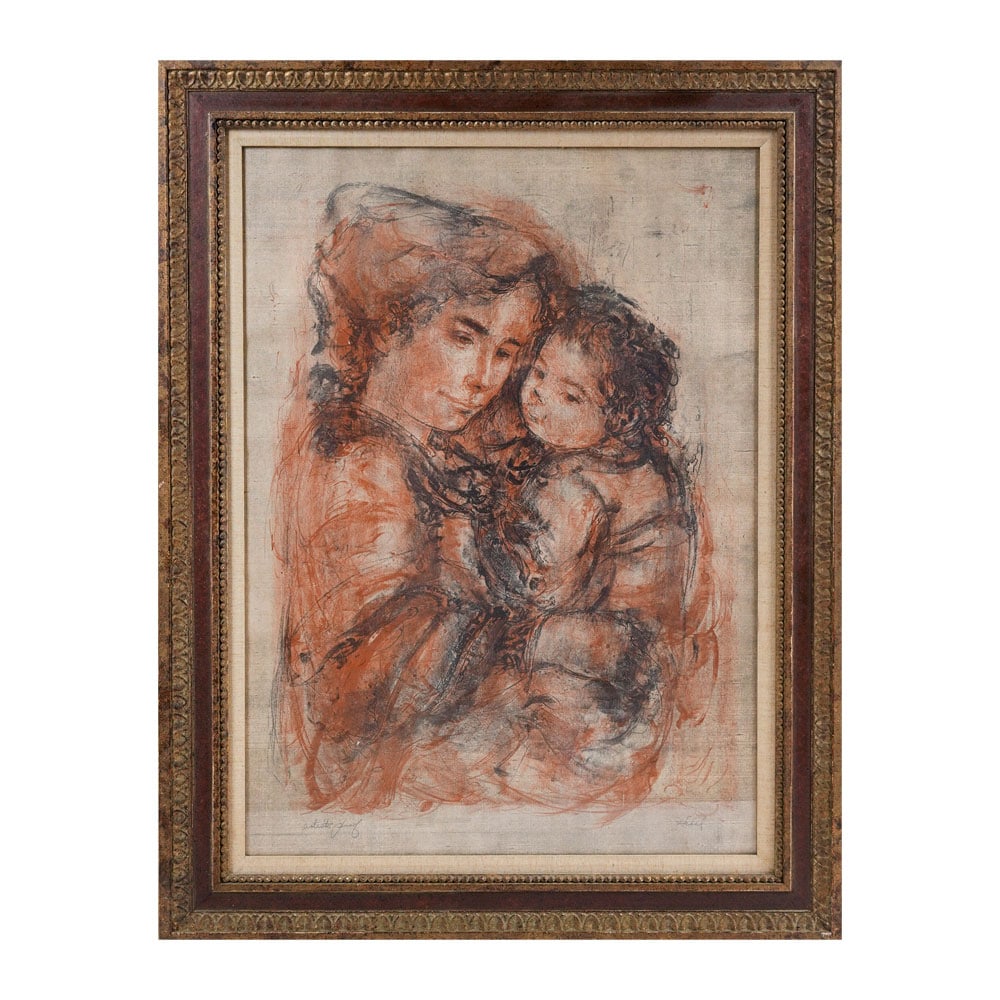 Edna Hibel Impressionist Style Mother and Child Hibel Artist Proof Framed and Matted 37 in. x 28: Edna Hibel (1917-2014) Impressionist Style Mother and Child Hibel Artist Proof Framed and Matted 37 in. x 28 in. Edna Hibel Plotkin was an American artist. She painted for most of her life. Her work w