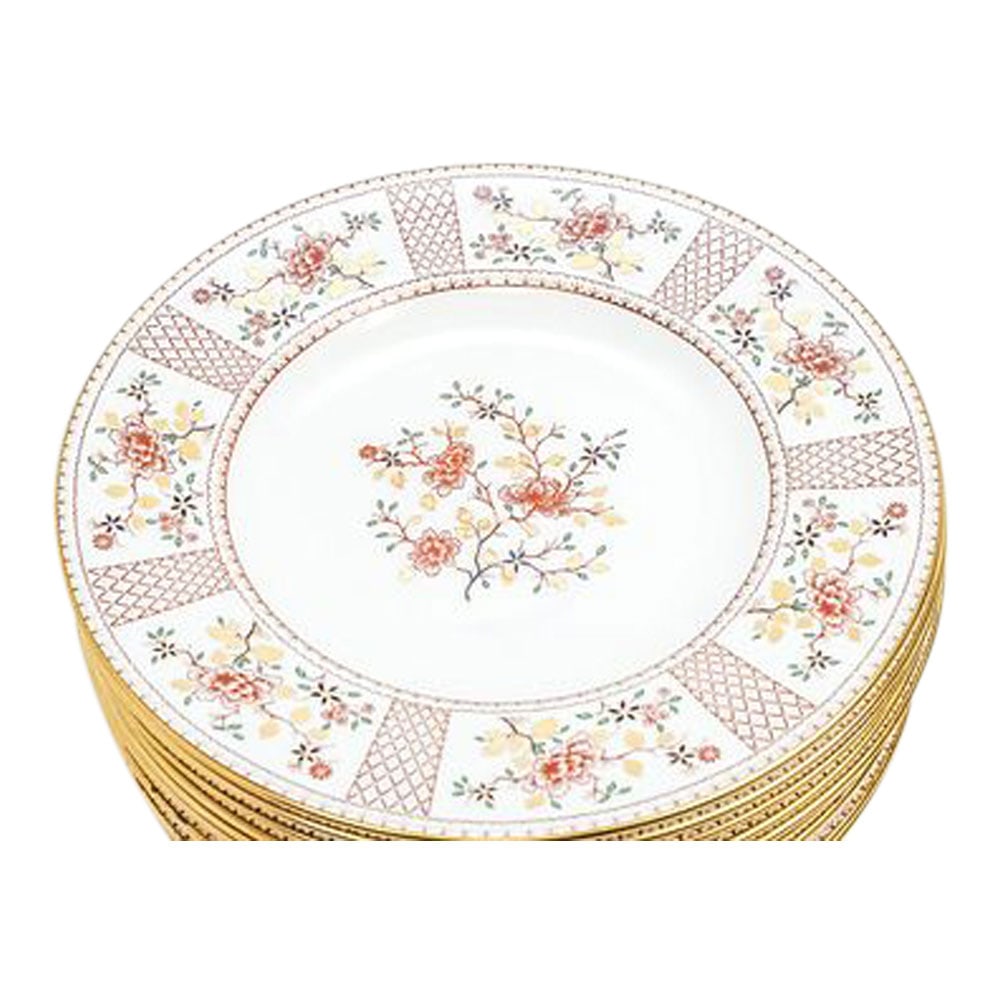 Royal Crown Derby Rose Fine China 10 1/2 in (10 Dinner Plates): Royal Crown Derby Rose Fine China 10 1/2 in (10 Dinner Plates). Lucienne 1278. Crafted in England by Royal Crown Derby. Rare. Discontinued Pattern. Condition: No cracks, chips or repairs. Provenance: