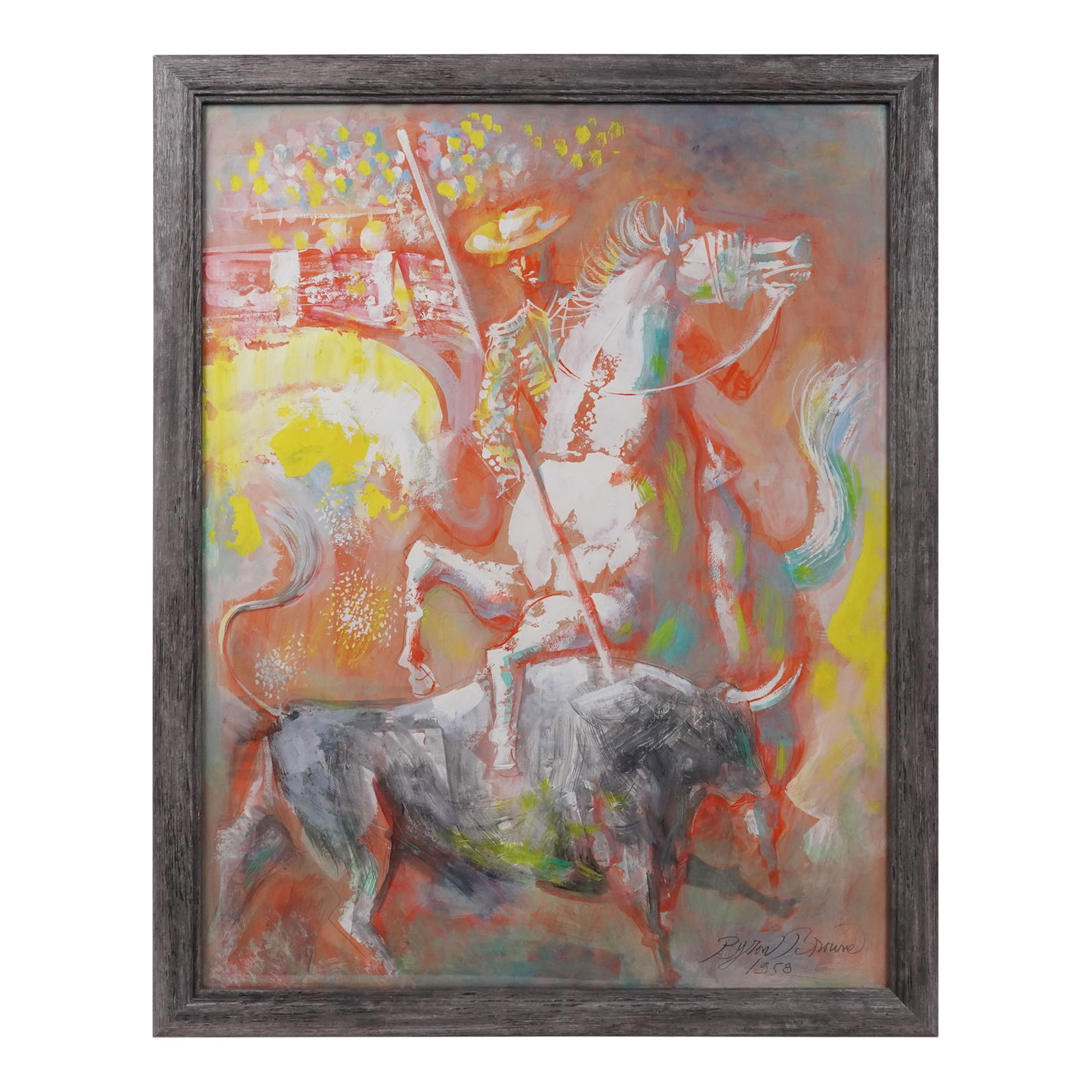 Byron Browne Original 1958 Oil and Ink on Paper Professionally Framed (1 of 9)