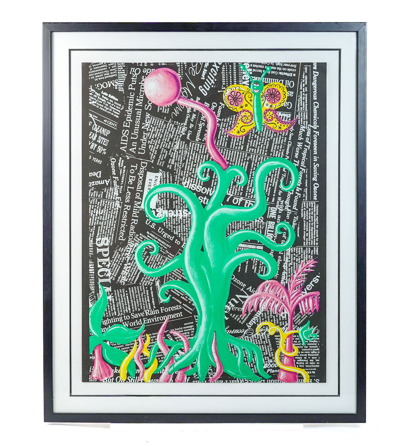 Kenny Scharf Save the Rainforest Framed Silkscreen 33: Kenny Scharf Signed and Professionally Framed and Matted Silkscreen for Save the Rainforest, contributed to the environmental portfolio Columbus: In Search of a New Tomorrow in 1992. For this exact si