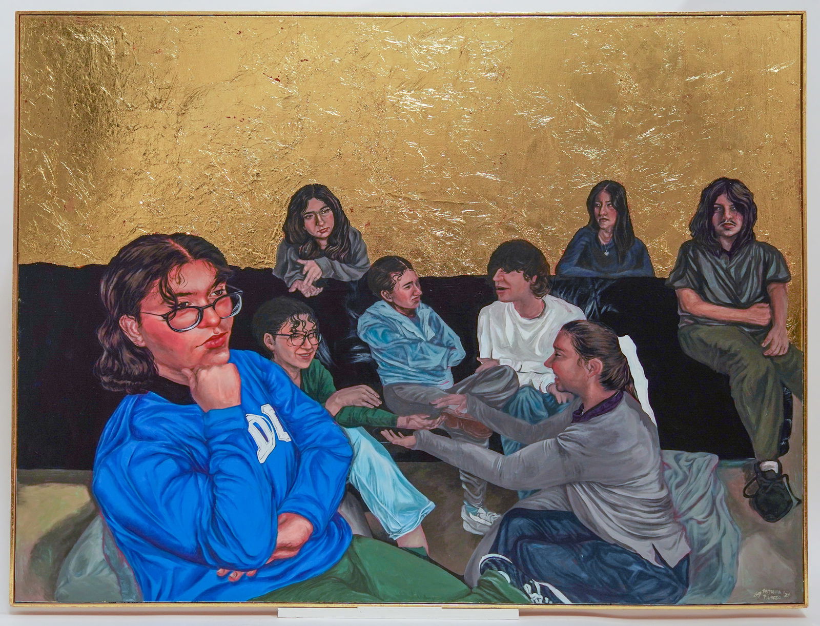 Patricia Pichardo Youthful Remnants 2024: Patricia Pichardo Youthful Remnants 2024. Original acrylic and gold leaf painting on large stretched canvas. 2024 Young Artist Gallery Awardee Miami, FL. Patricia Pichardo's ART is a fusion of innovat