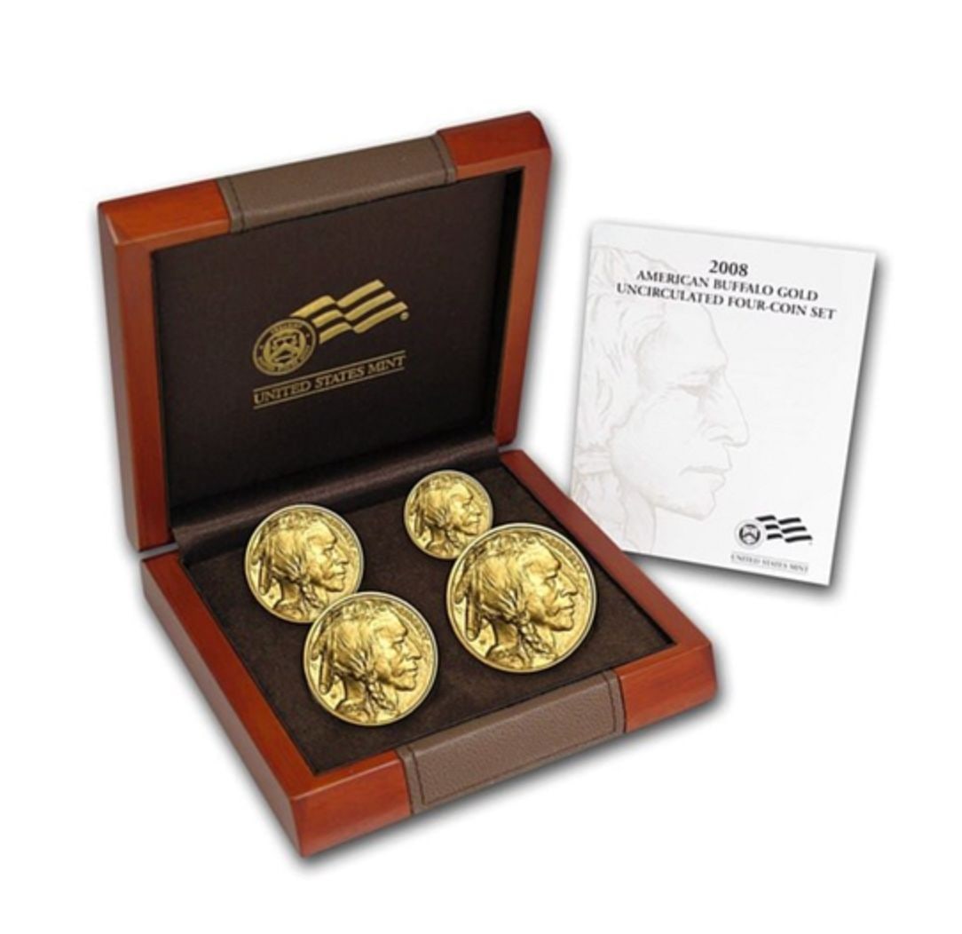 2008-W 4-Coin Proof Gold Buffalo Set (w/Box & COA): 2008-W 4-Coin Proof Gold Buffalo Set (w/Box & COA). As of January 31, 2026, the Gold Price Per Ounce was $5,310.00. This 4-Coin Proof Gold Buffalo Set features coins from the only year that fractional