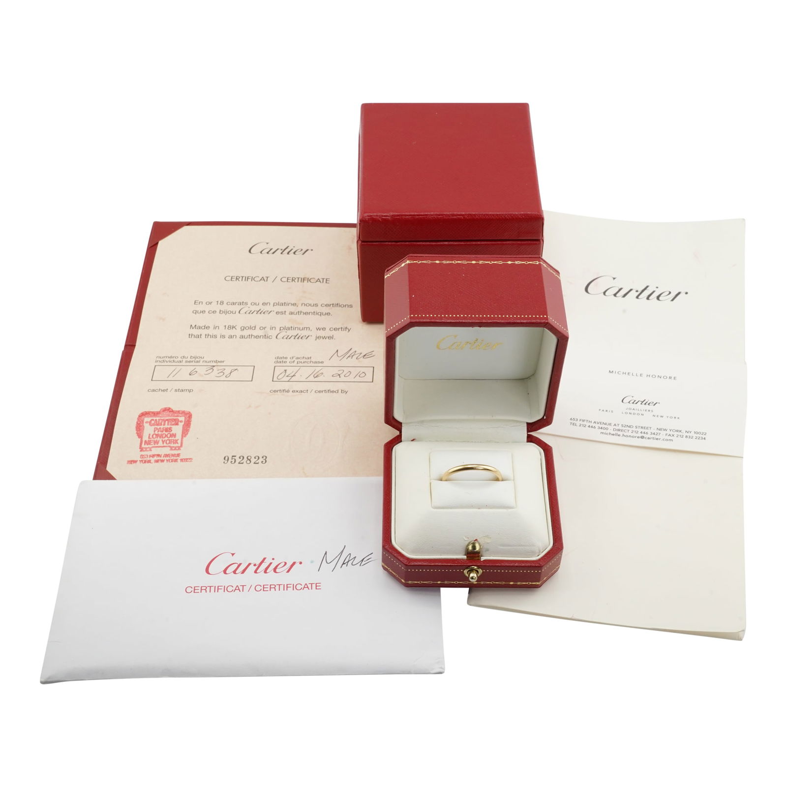 Cartier 18K Yellow Gold Male Wedding Band Ring 2.7 grams Size 11 w/ COA (1 of 7)