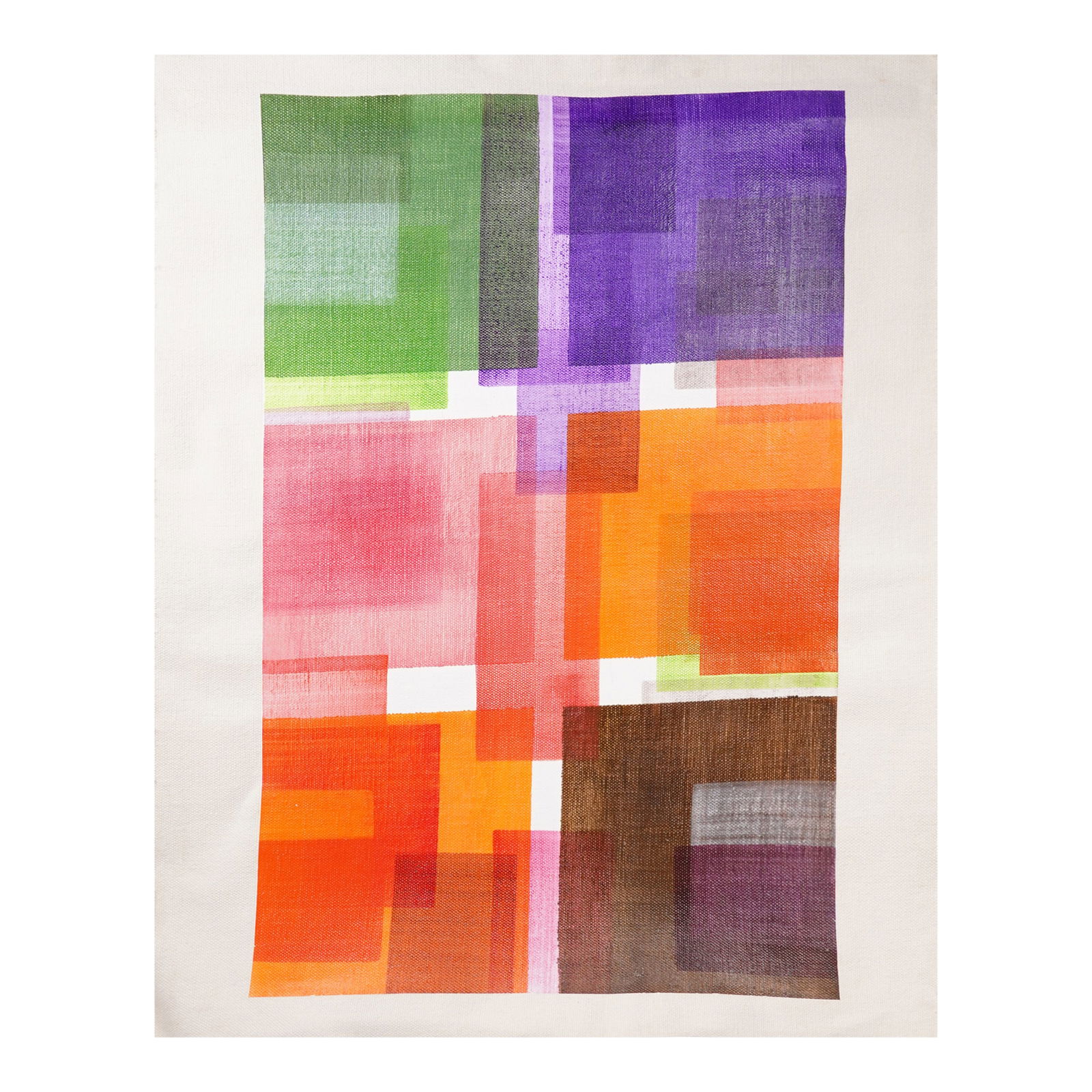 Nathalie Lesage Vibrant Modern French Tapestry ART 2023: Original Vibrant Modern Abstract Painting on Canvas from French Artist Nathalie Lesage (Abstract Tapestry) with COA. Nathalie is a French artist born in 1966. Her lineage is full of artist from a scul