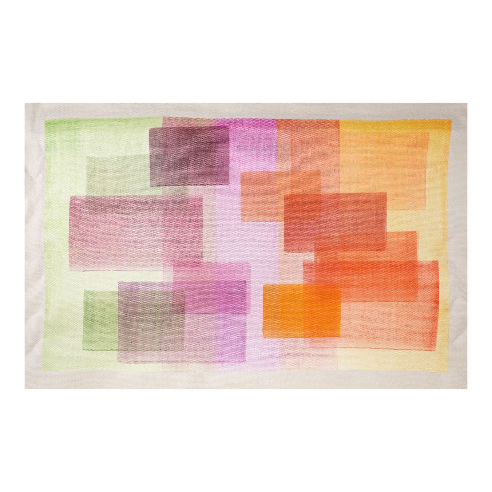 Nathalie Lesage Vibrant Modern French Tapestry ART 2023: Original Vibrant Modern Abstract Painting on Canvas from French Artist Nathalie Lesage (Abstract Tapestry) with COA. Nathalie is a French artist born in 1966. Her lineage is full of artist from a scul