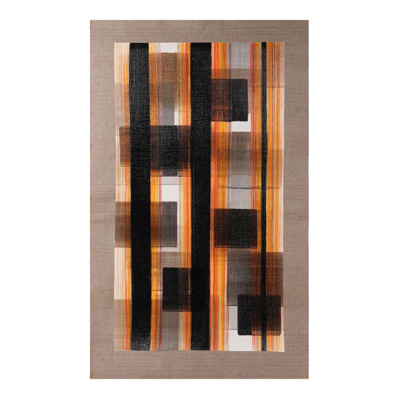 Nathalie Lesage Vibrant Modern French Tapestry ART 2023: Original Vibrant Modern Abstract Painting on Canvas from French Artist Nathalie Lesage (Abstract Tapestry) with COA. Nathalie is a French artist born in 1966. Her lineage is full of artist from a scul