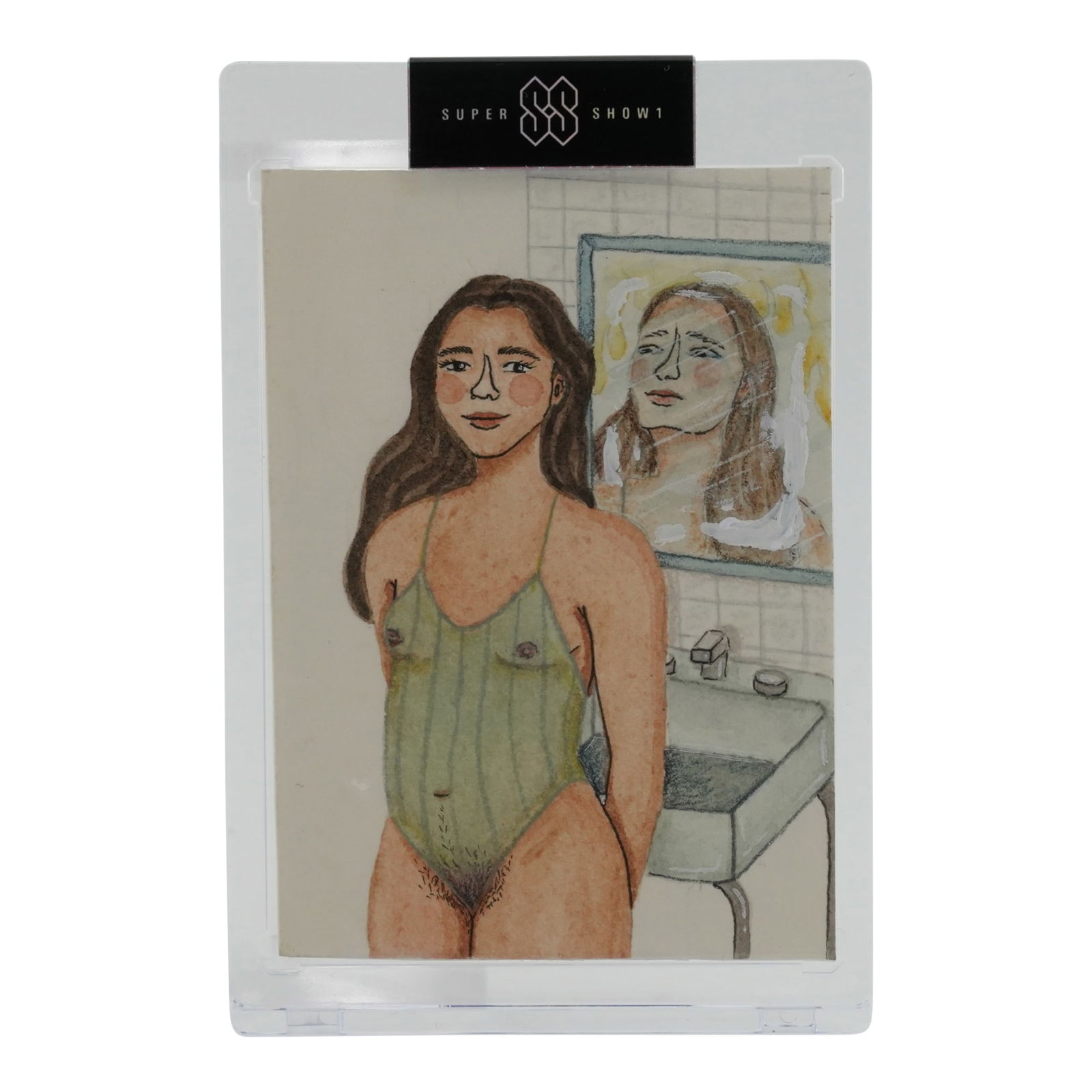 One-of-One 1st Edition Mya Pagan Masking Galer’a Playera Original Work: One-of-One 1st Edition Mya Pagan Masking Galer’a Playera Original Work. Dimensions: 3.5 in. H x 2.5 in. W. Condition: Sealed in Case One-of-One. Provenance: Miami Beach, FL Estate. House of Craven A