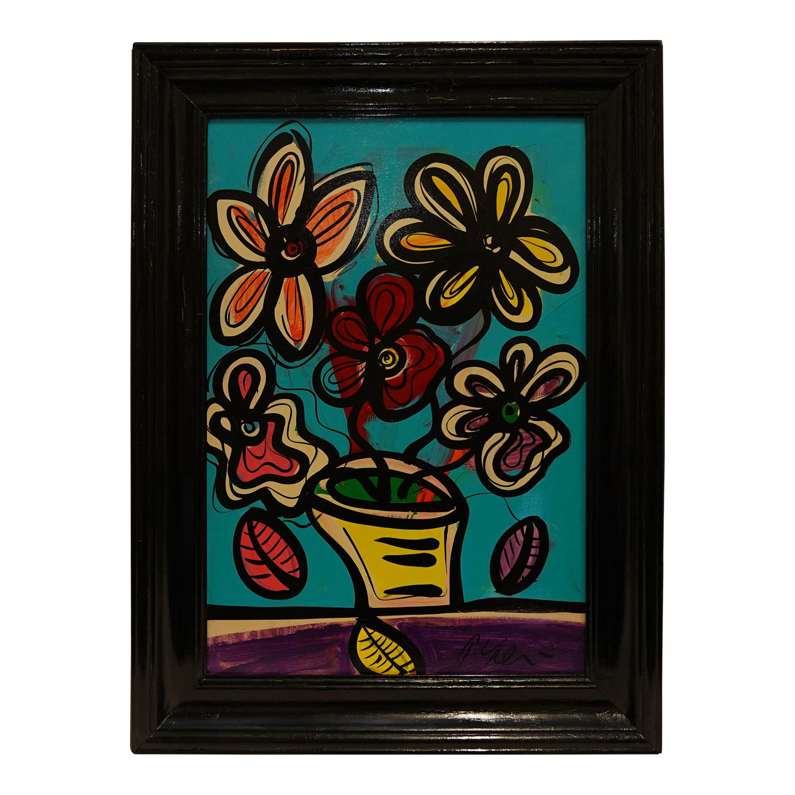 Peter Robert Keil Framed Flowers Acrylic on Canvas. (1 of 9)