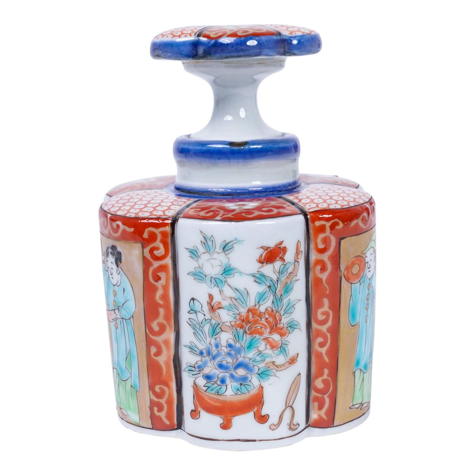 Japanese Imari (___)(Imari-yaki) Porcelain Famille Rose Hexagonal Lidded Jar (1 of 5)