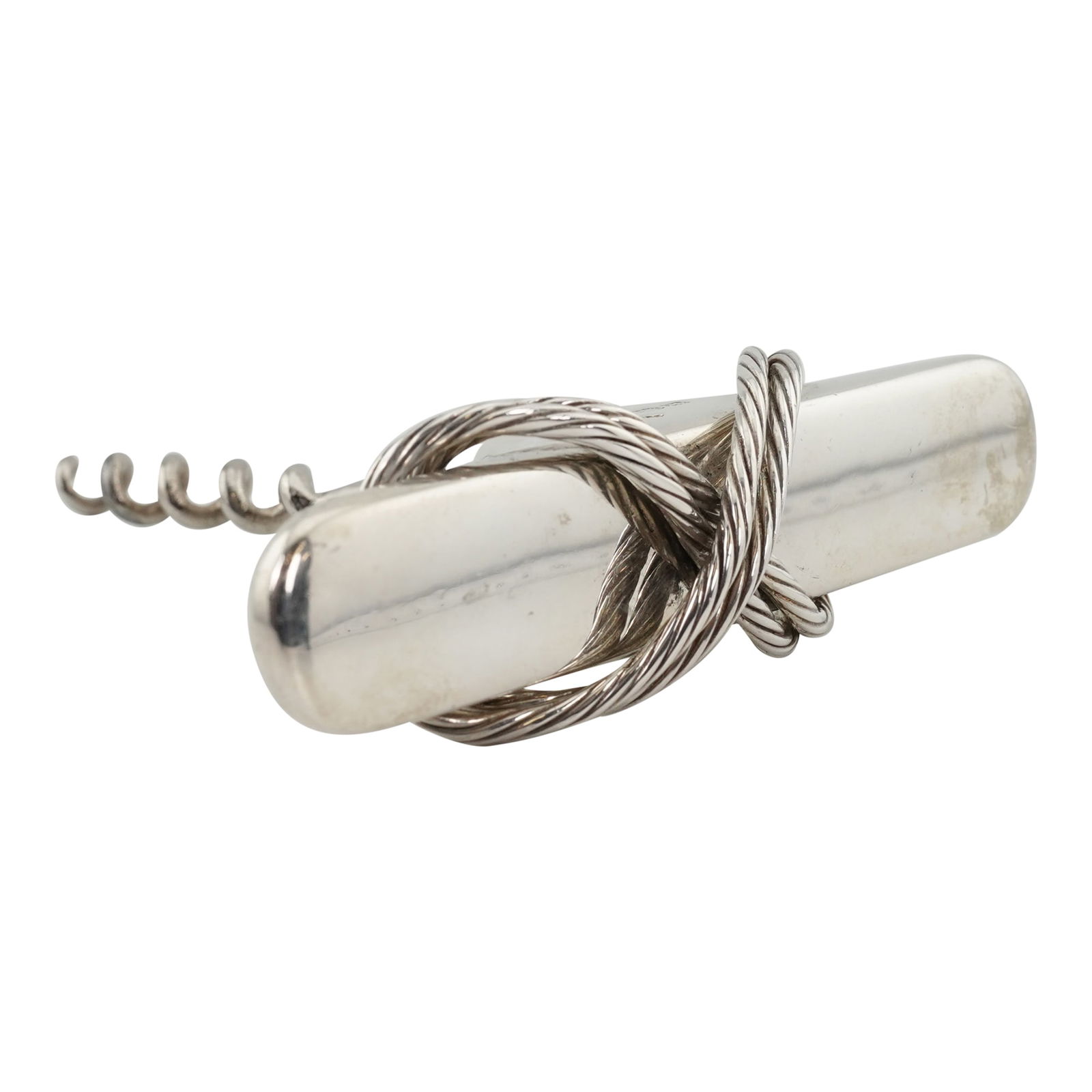 Sterling Silver Nautical Rope Corkscrew London Silver Vaults: Sterling Silver Nautical Rope Corkscrew London Silver Vaults. This rare and desirable silver corkscrew has a solid Sterling Silver Nautical handle which is fully Hallmarked and a steel bottom screw. T