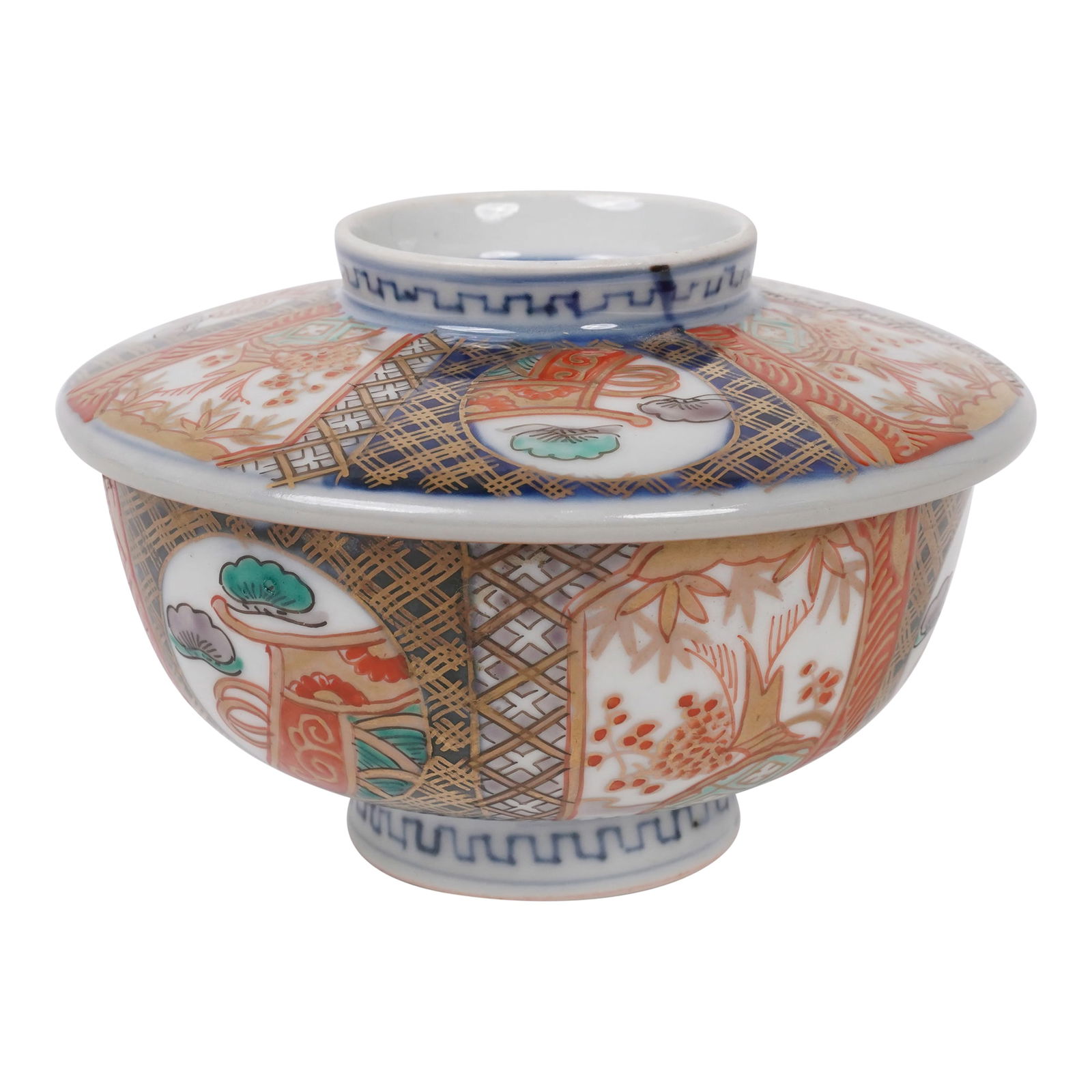 Antique Japanese Arita Imari Hizen Porcelain Lidded Bow (1 of 6)