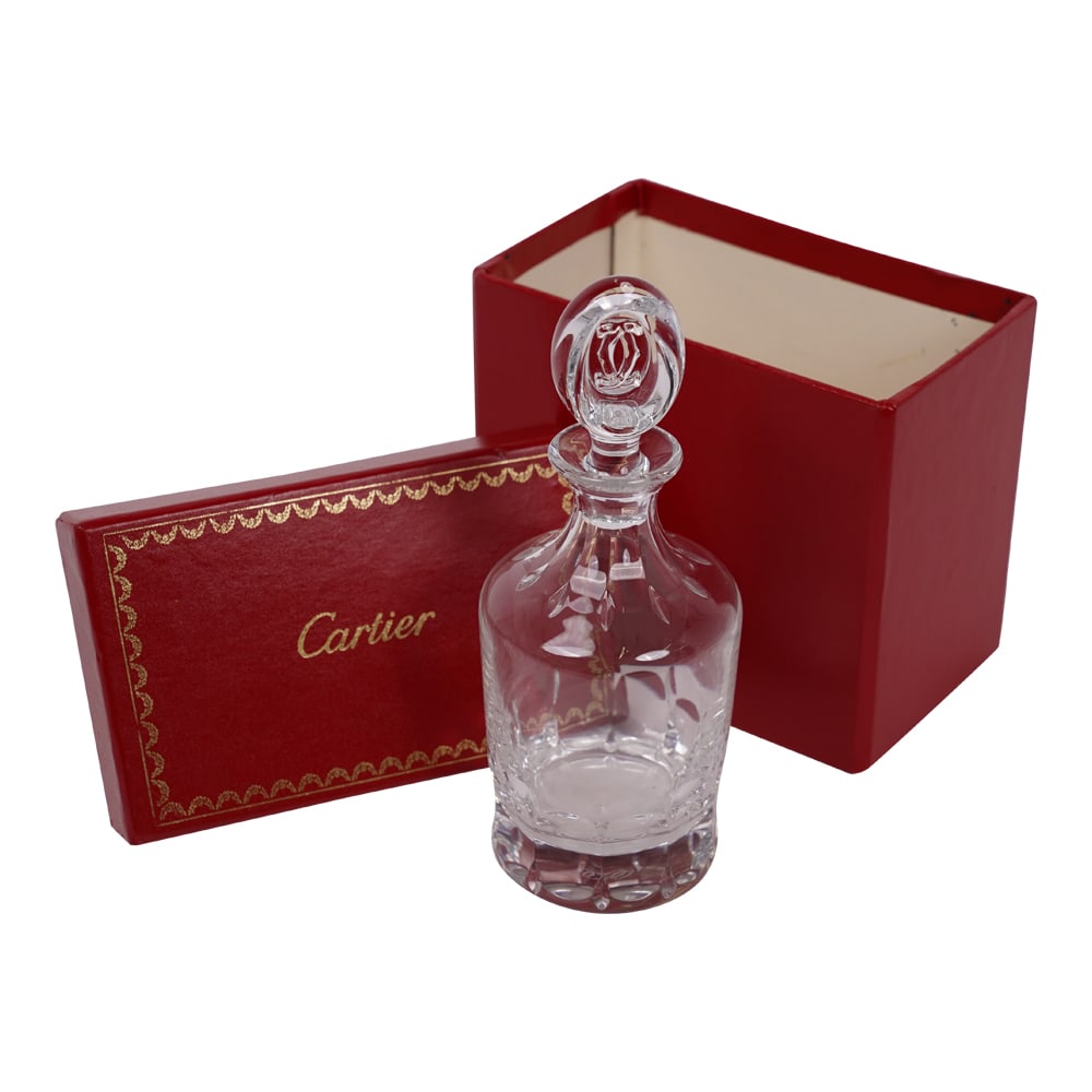Cartier Vintage Whisky Decanter Maison du Shogun with Box: Cartier Vintage Whisky Decanter Maison du Shogun with Cartier Box. This authentic Whiskey Decanter is from the most prestigious luxury brand in the world, Cartier. A piece made of cut and satanized gl