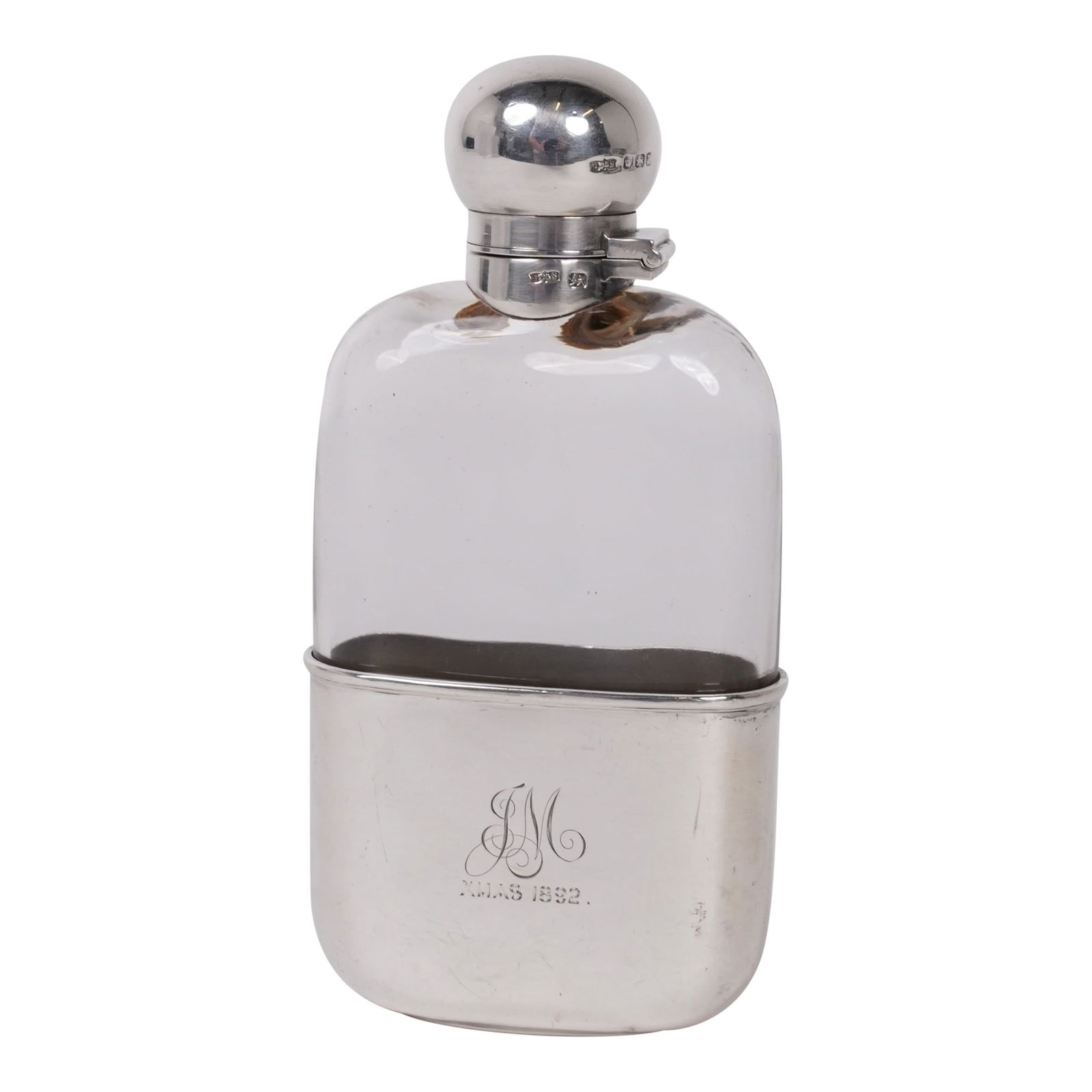 Sterling Silver Hallmarked James Dixon & Son Flask with Original Glass and Sterling Silver Drinking (1 of 5)