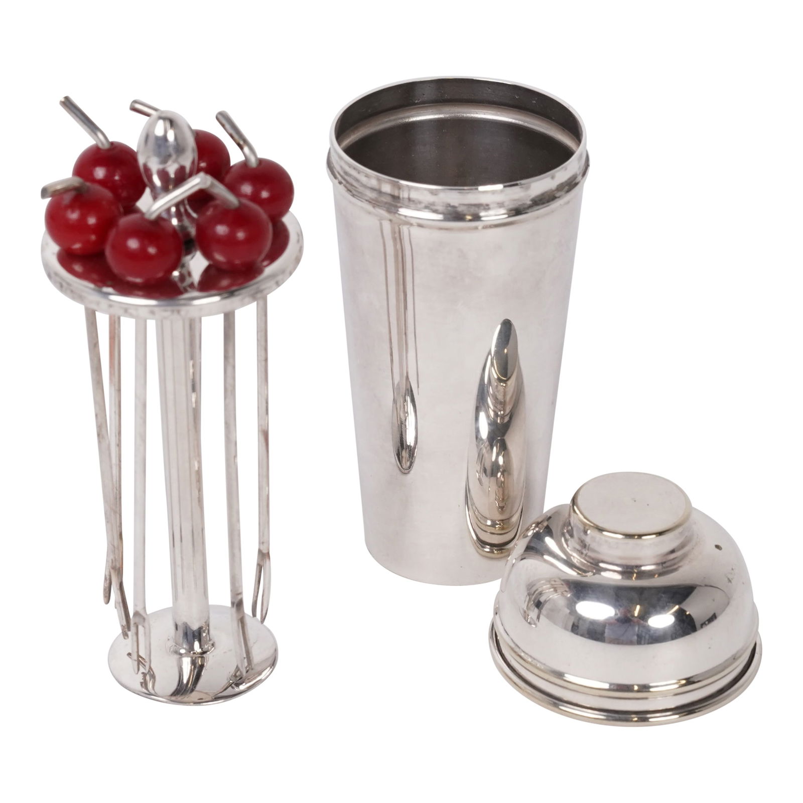 Silver Plated Cherry Personal Martini Shaker Made in England P.H.V. & Co. E.P.N.S. (1 of 9)
