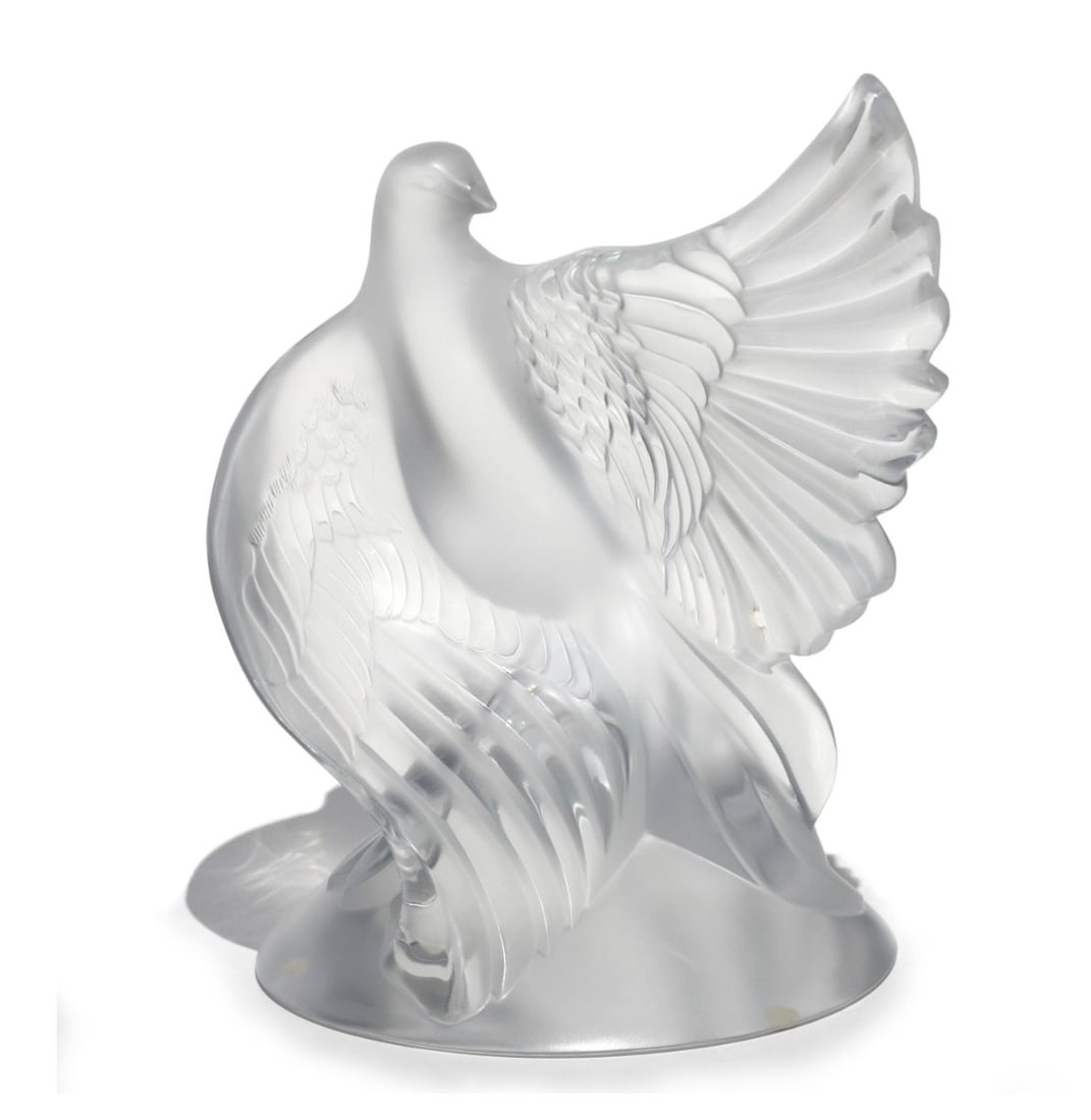 Lalique French Frosted Crystal Colombe Dove Sculpture (1 of 8)
