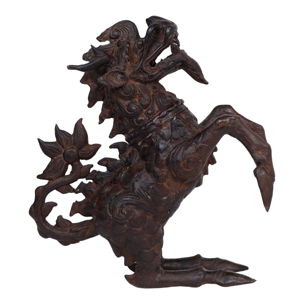 Chinese Gilt Metal Kylie Qilin Foo Dog: Chinese Gilt Metal Kylie Qilin Foo Dog, which is a Mythical Guardian Figurine 16 in. Height. Provenance: Fort Lauderdale, FL Estate. House of Craven Auction Gallery: Please consider downloading our fr