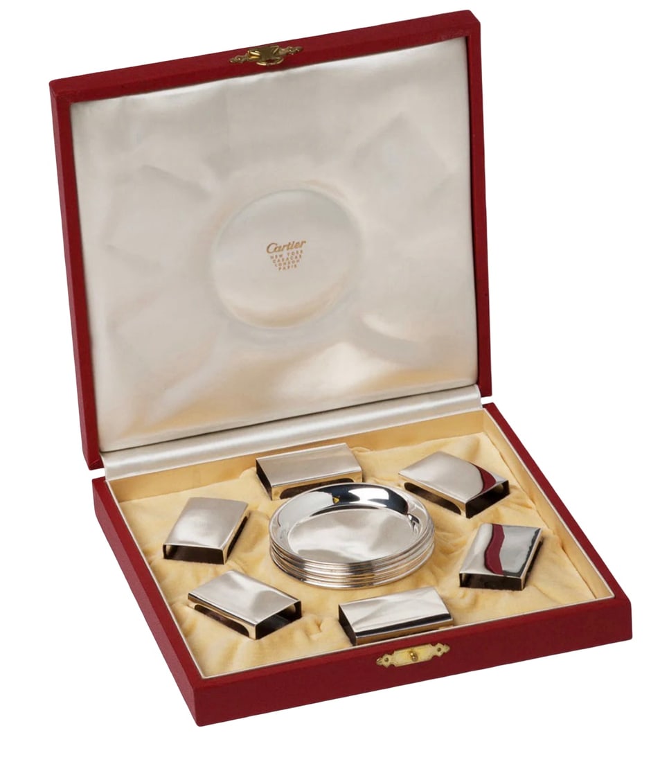 Cartier Sterling Silver Ashtray & Matchbox Set with Original Cartier Box (1 of 6)