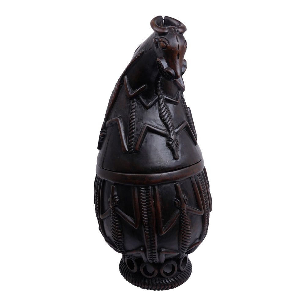 African Tribal Hand carved Wooden Lidded Ceremonial Bowl 31 in. x 17 in .Diameter 13 in. (1 of 10)