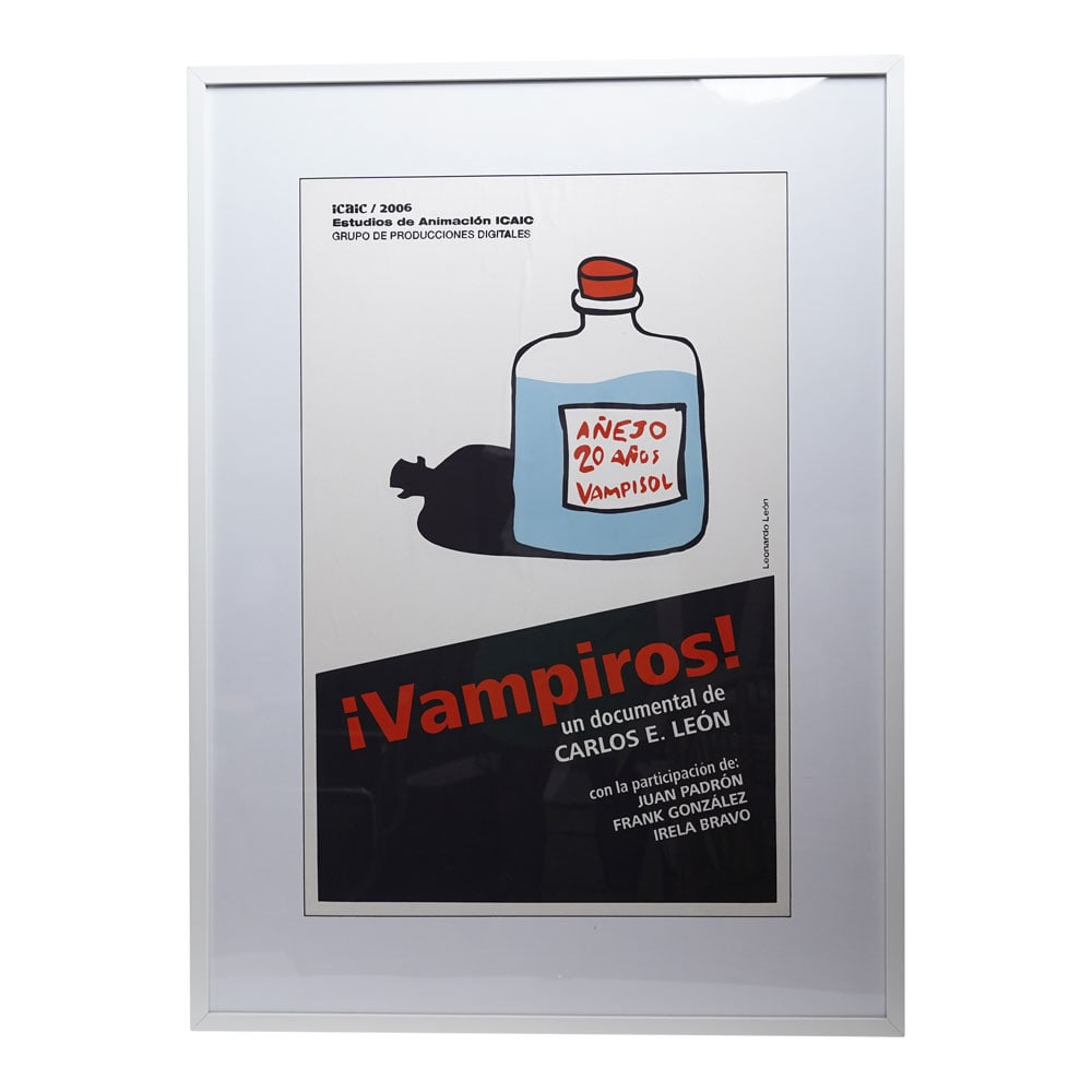 Framed Original Cuban Movie Poster VAMPIROS! Directed by Carlos E. Leon 2006: Framed Original Cuban Movie Poster VAMPIROS!, Directed by Carlos E. Leon 2006. Provenance: Miami Beach, FL Estate. House of Craven Auction Gallery: Please consider downloading our free mobile app avai