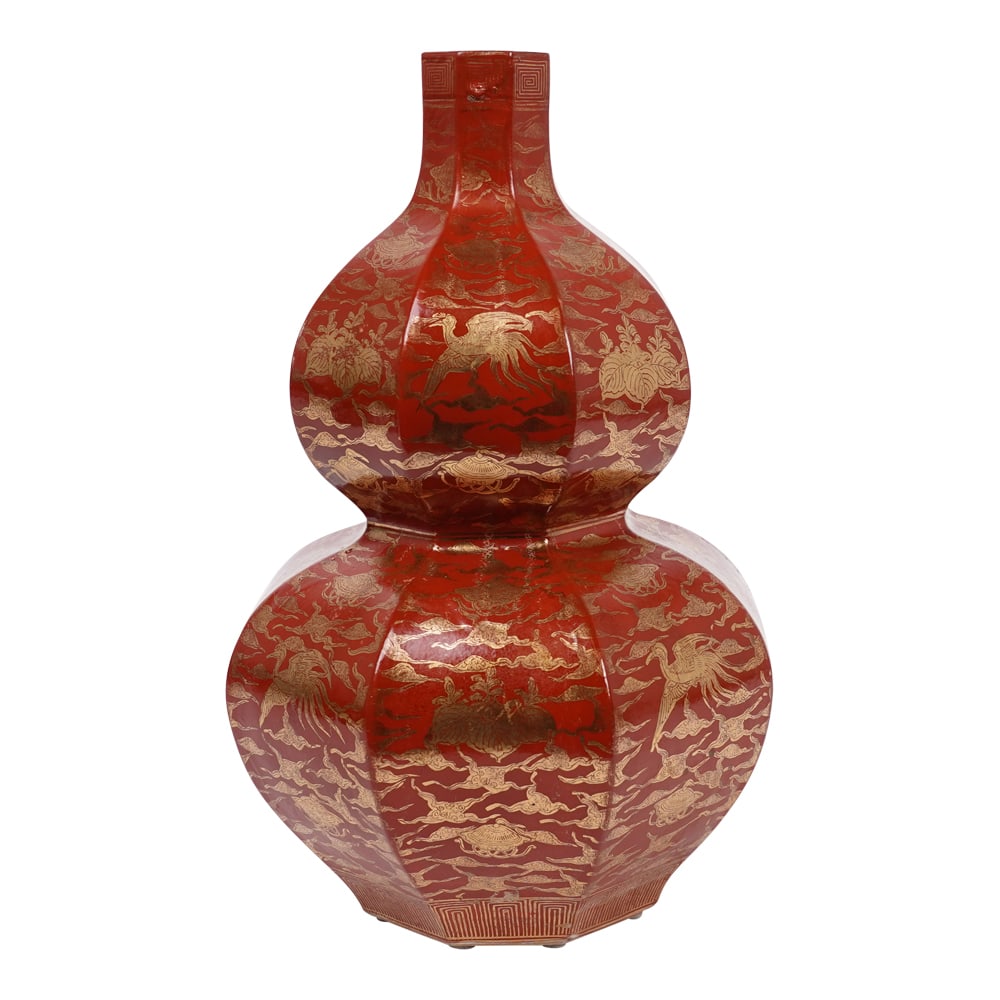 Chinese Porcelain Red Glaze Double Gourd Vase (1 of 6)