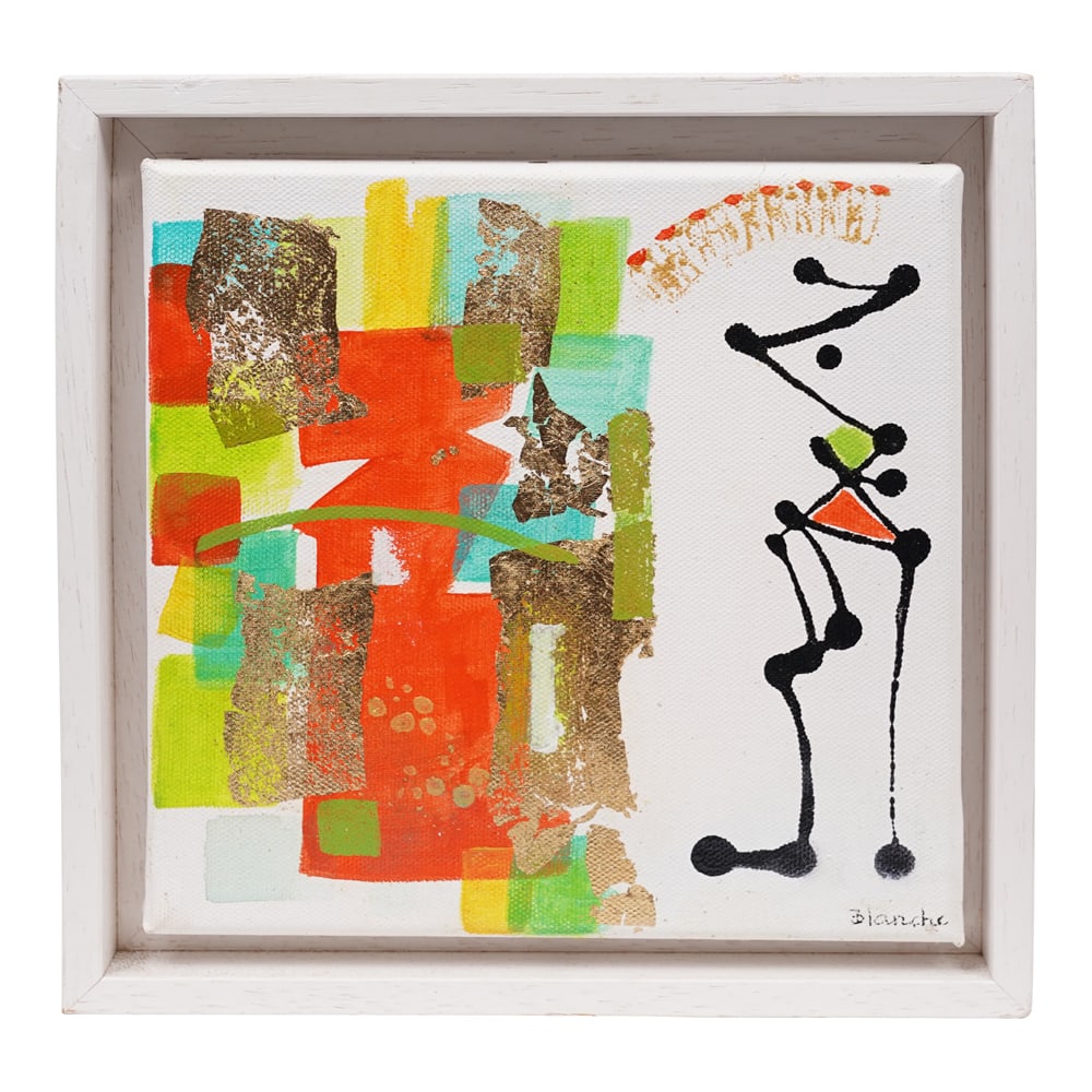 French Artist Blanche MCM Abstract Acrylic on Canvas Professionally Framed: French Artist Blanche MCM Abstract Acrylic on Canvas Professionally Framed. Provenance: Nice, France Estate. House of Craven Auction Gallery: Please consider downloading our free mobile app