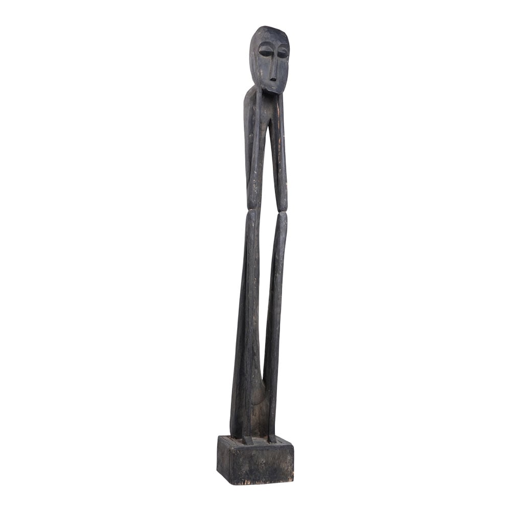 African Hand-Carved Scream Wood Figure Elongated Arms Holding Face 43 in.: African Hand-Carved "Scream" Wood Figure Elongated Arms Holding Face. Dimensions: 43 in. x 6 in. x 5 1/2 in. Provenance: Miami Beach, FL Estate. House of Craven Auction Gallery: Please consider downlo