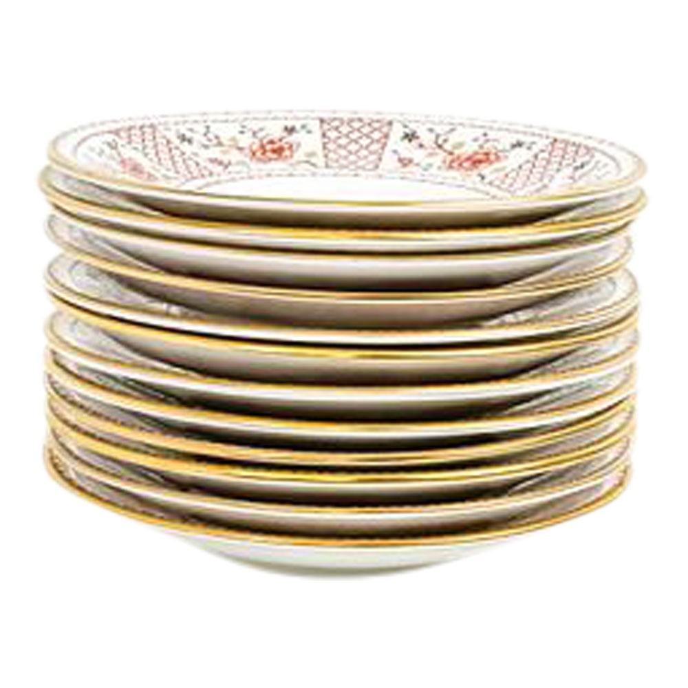 Royal Crown Derby Rose Fine China 6 1/4 in (12 Bread and Butter Plates): Royal Crown Derby Rose Fine China 6 1/4 in. (12 Bread and Butter Plates). Lucienne 1278. XXVII. Crafted in England by Royal Crown Derby. Rare. Discontinued Pattern. Condition: No cracks, chips or repa