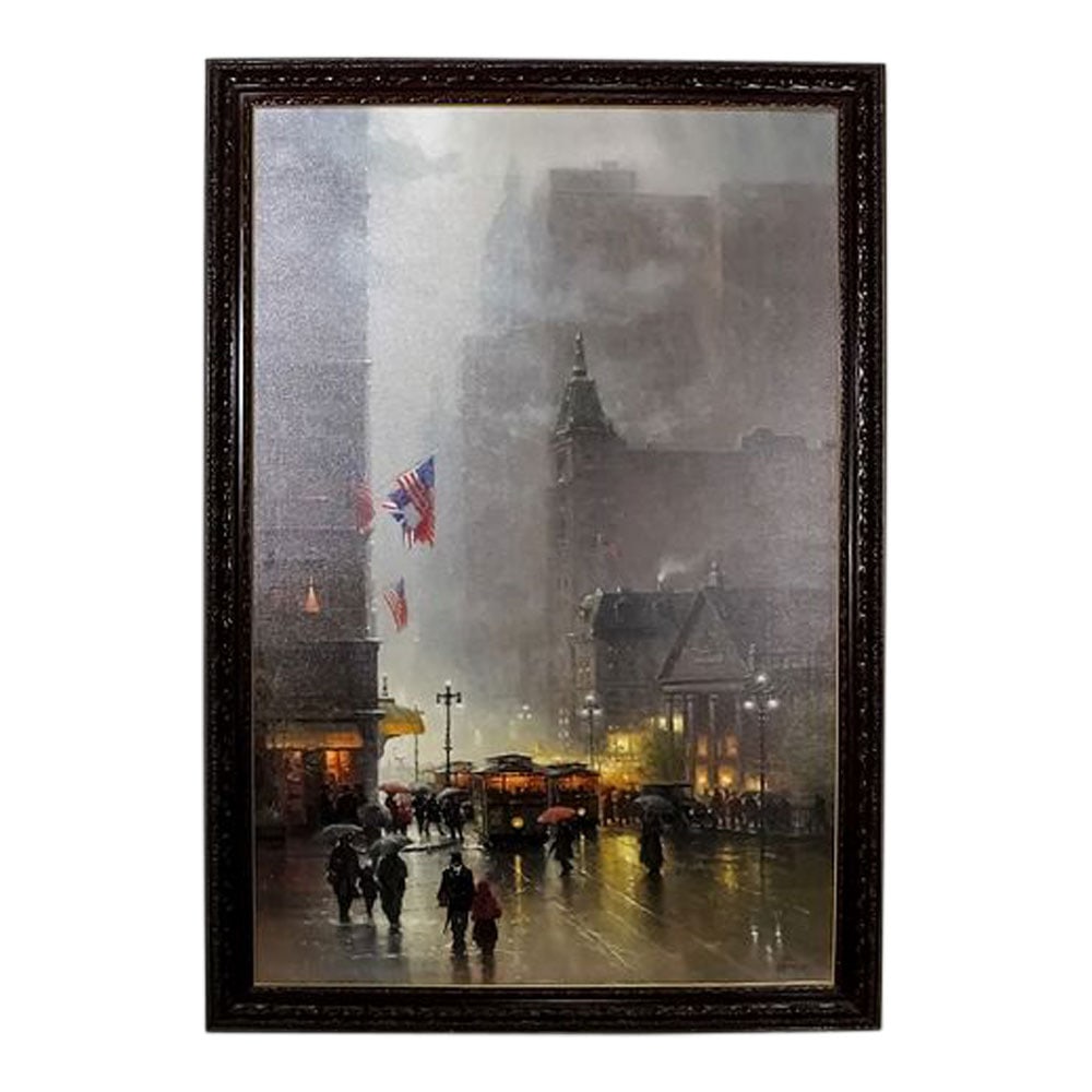 G Harvey Lights of Broadway Framed: One of his most famous paintings, G Harvey 2000 Lights of Broadway is Numbered 27 of 150, 60 in. x 40 in. G. Harvey (Gerald Harvey Jones) (1933-2017) was an American traditionalist artist whose career