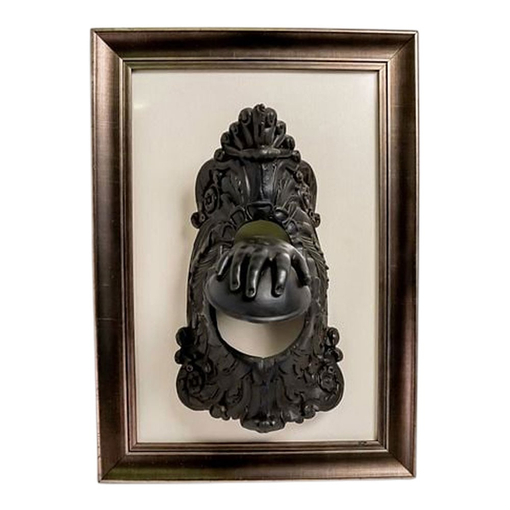 Framed Antique English Gothic Cast Iron Gargoyle Iron Ball Return from Victorian Pool Table (1 of 11)