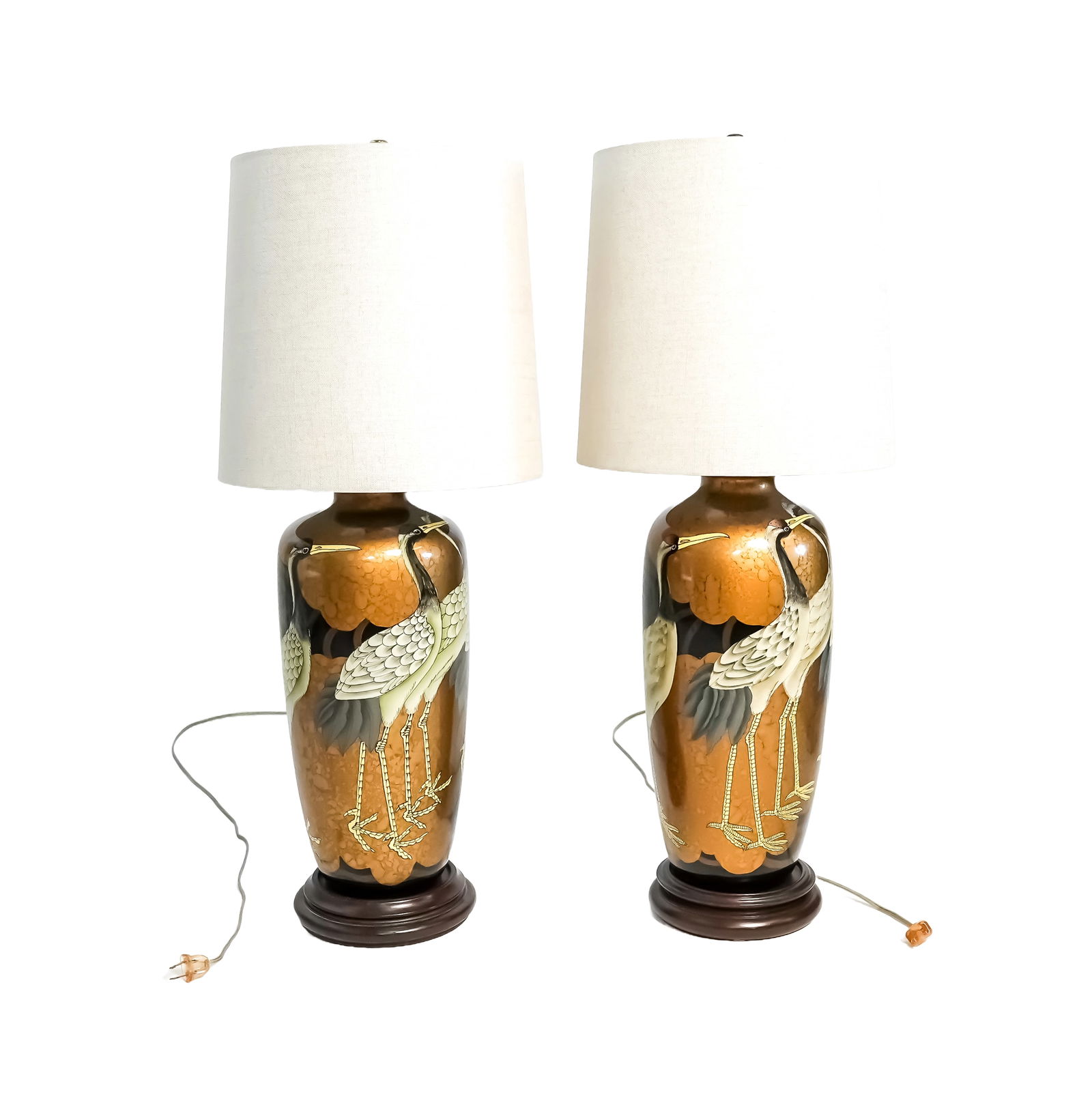 Vintage Pair (2) of Asian Crain Table Lamps (1 of 3)