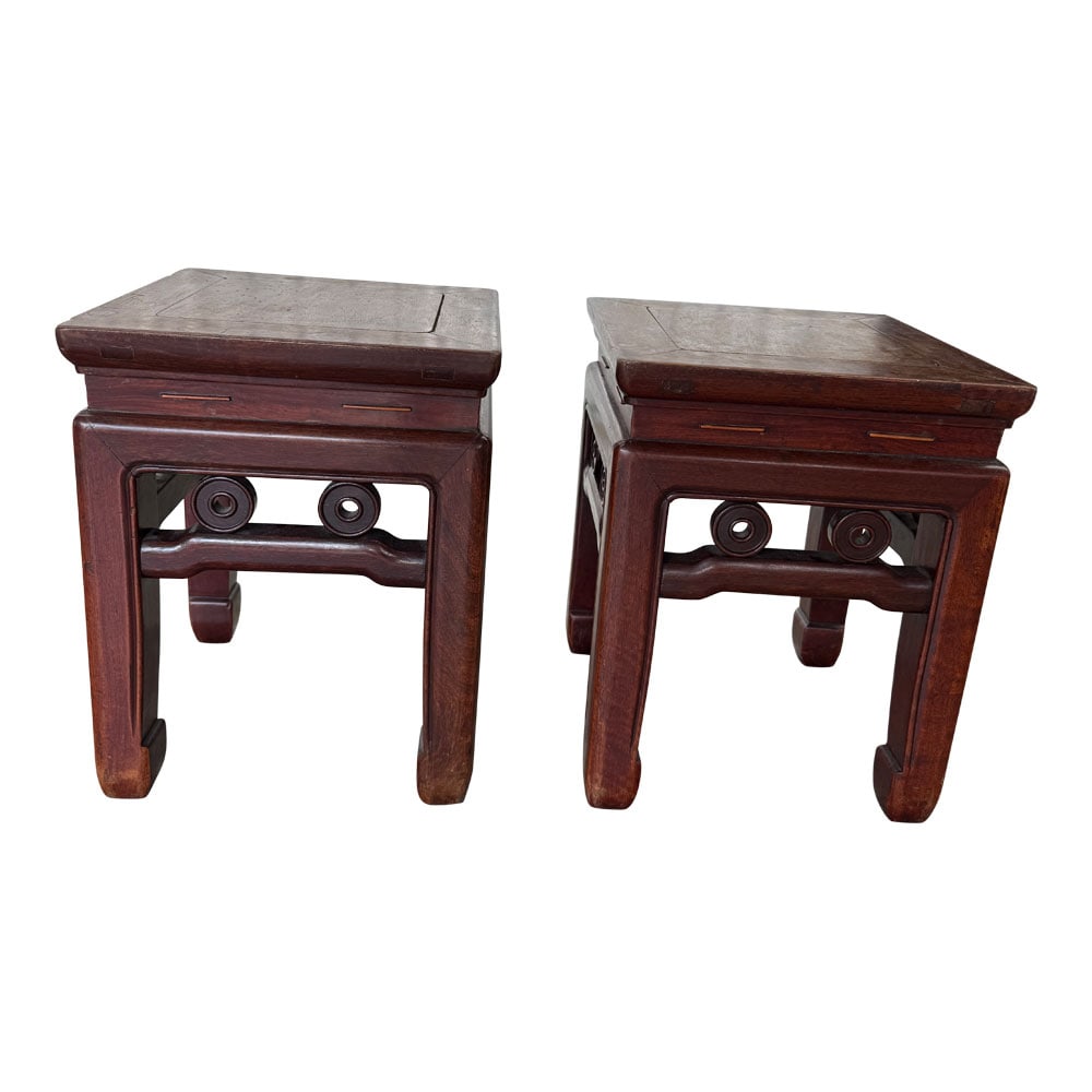 Pair (2) Antique Chinese Ming Dynasty End Tables: Pair (2) Antique Chinese Ming Dynasty End TablesÑthat's like stepping into a serene garden where every leaf and stone is placed with intentional harmony. These pieces aren't just furniture; they're