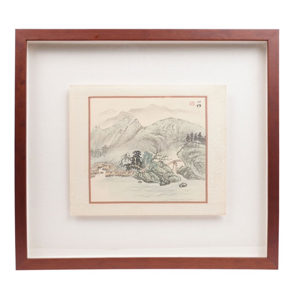 Antique Chinese Framed Watercolor Ink Landscape Painting on Silk (1 of 5)