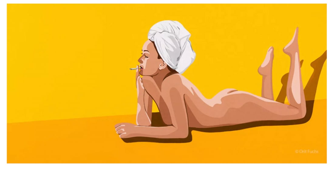 Orit Fuchs Chris, 2016 Professionally Framed: rit Fuchs Chris, 2016 Giclee Hand Embellished, Hand Signed and Numbered Edition 3 of 8 in a Professional White Frame. Dimensions: 31 in. x 55 in (Wired to Hang). This large, high-impact piece features